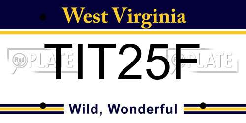 TIT25F West Virginia License Plate