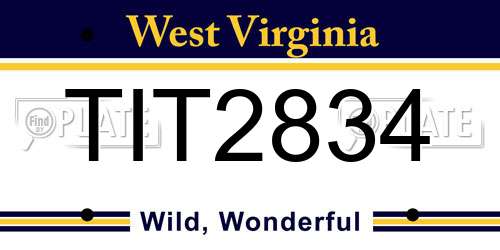 TIT2834 West Virginia License Plate