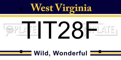 TIT28F West Virginia License Plate