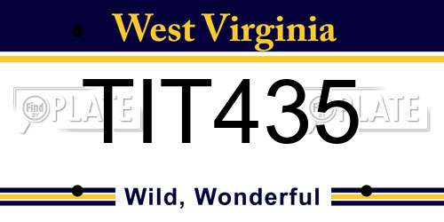 TIT435 West Virginia License Plate