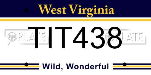 TIT438 West Virginia License Plate