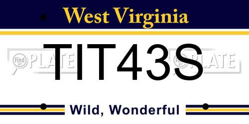 TIT43S West Virginia License Plate