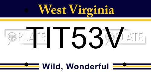 TIT53V West Virginia License Plate