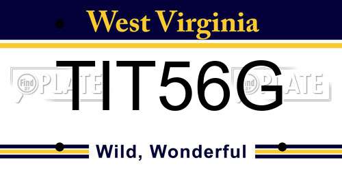 TIT56G West Virginia License Plate
