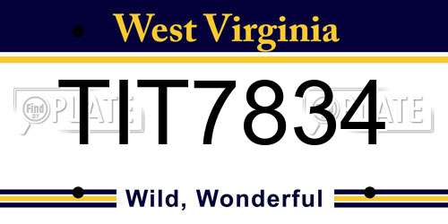 TIT7834 West Virginia License Plate