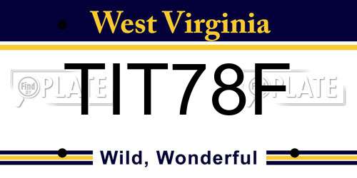 TIT78F West Virginia License Plate