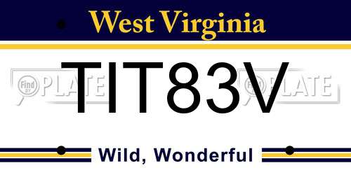 TIT83V West Virginia License Plate