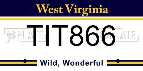 TIT866 West Virginia License Plate