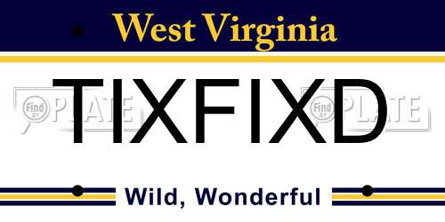 TIXFIXD West Virginia License Plate