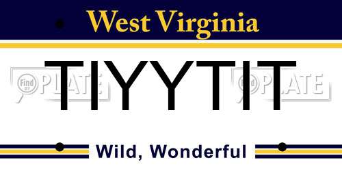 TIYYTIT West Virginia License Plate