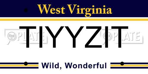 TIYYZIT West Virginia License Plate