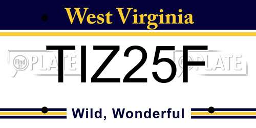 TIZ25F West Virginia License Plate