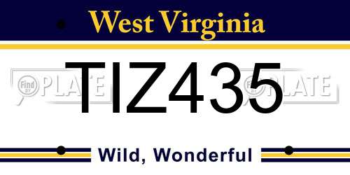 TIZ435 West Virginia License Plate