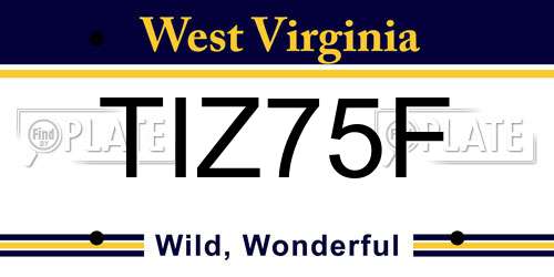 TIZ75F West Virginia License Plate