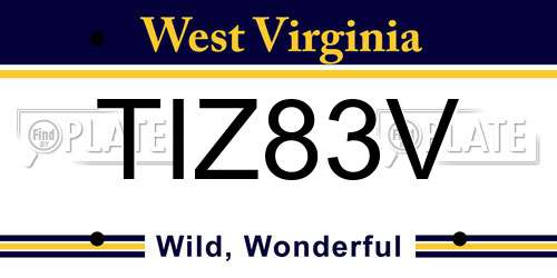 TIZ83V West Virginia License Plate