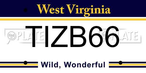 TIZB66 West Virginia License Plate