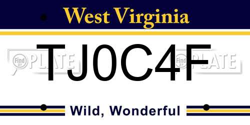 TJ0C4F West Virginia License Plate
