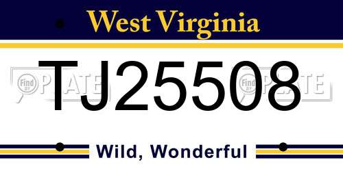 TJ25508 West Virginia License Plate