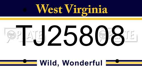 TJ25808 West Virginia License Plate