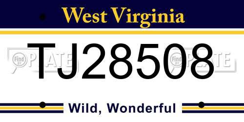 TJ28508 West Virginia License Plate