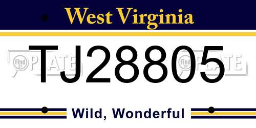TJ28805 West Virginia License Plate