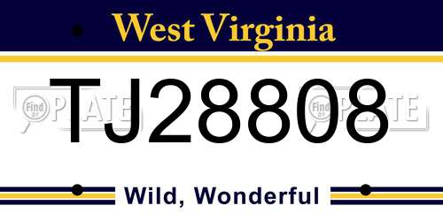 TJ28808 West Virginia License Plate