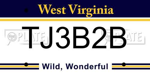 TJ3B2B West Virginia License Plate
