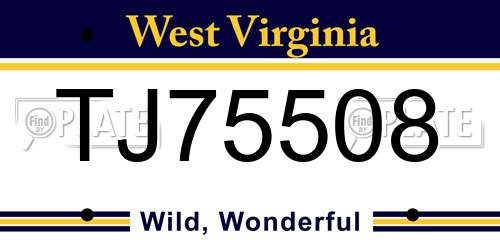 TJ75508 West Virginia License Plate