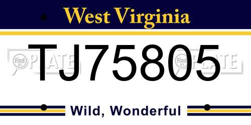 TJ75805 West Virginia License Plate