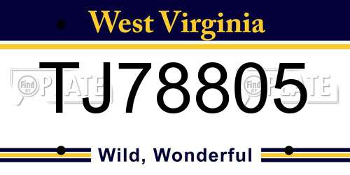 TJ78805 West Virginia License Plate