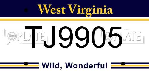 TJ9905 West Virginia License Plate