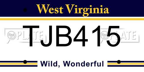 TJB415 West Virginia License Plate