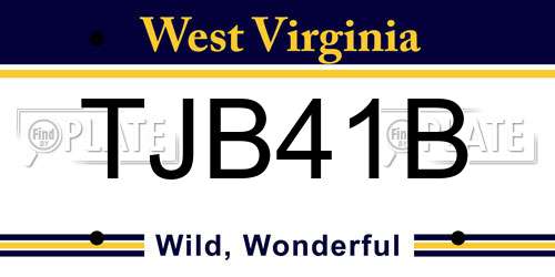 TJB41B West Virginia License Plate
