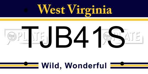 TJB41S West Virginia License Plate