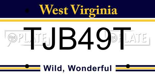 TJB49T West Virginia License Plate