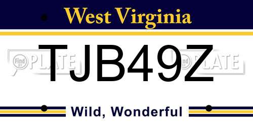 TJB49Z West Virginia License Plate