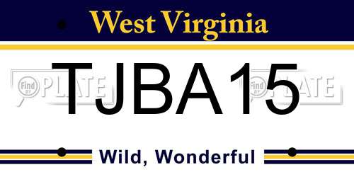 TJBA15 West Virginia License Plate