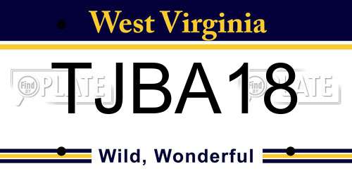 TJBA18 West Virginia License Plate