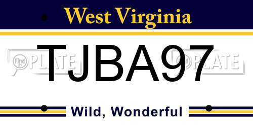 TJBA97 West Virginia License Plate