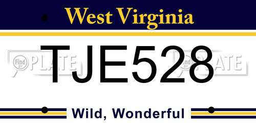 TJE528 West Virginia License Plate