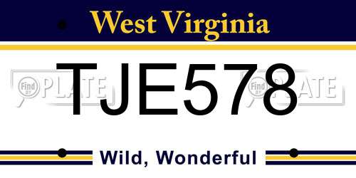 TJE578 West Virginia License Plate