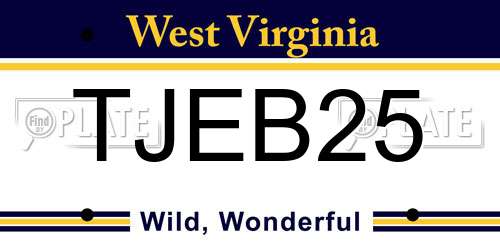 TJEB25 West Virginia License Plate