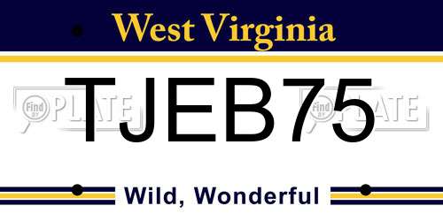 TJEB75 West Virginia License Plate