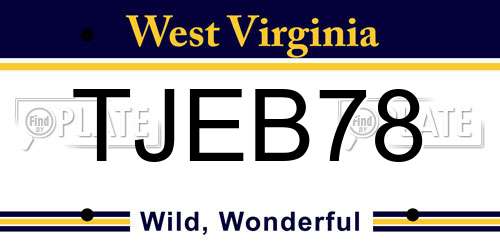 TJEB78 West Virginia License Plate
