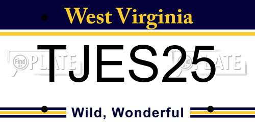 TJES25 West Virginia License Plate