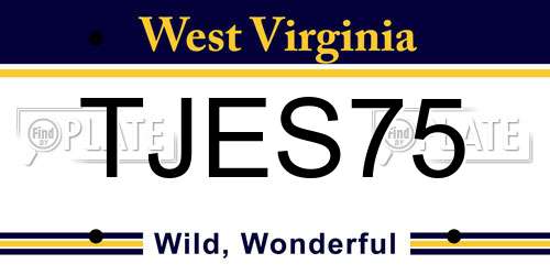 TJES75 West Virginia License Plate
