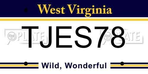 TJES78 West Virginia License Plate