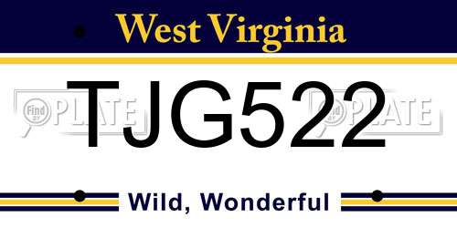 TJG522 West Virginia License Plate