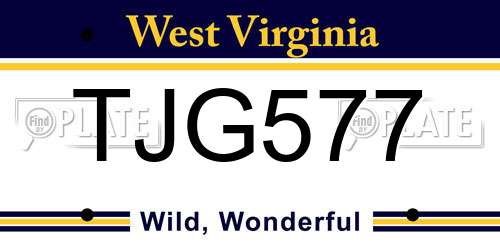 TJG577 West Virginia License Plate