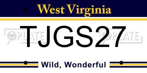 TJGS27 West Virginia License Plate